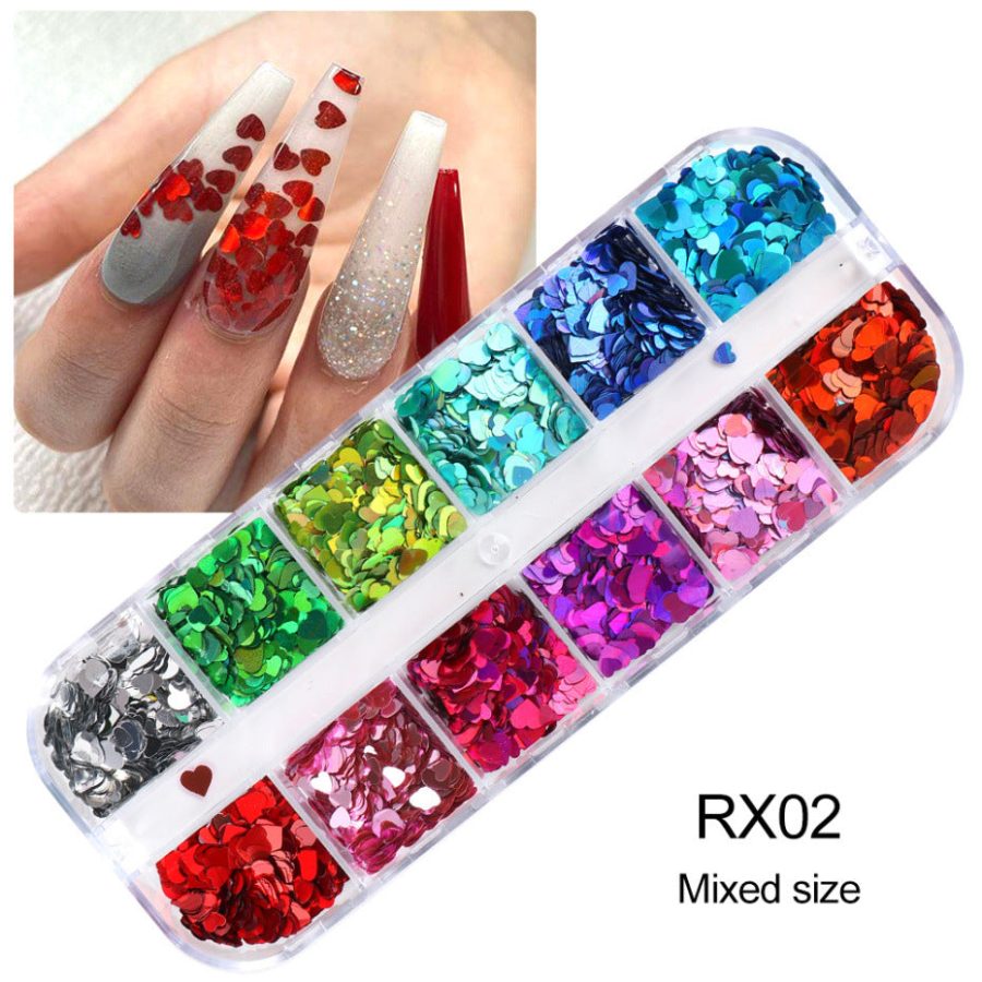 Nail Sequins Colorful Laser Heart-shaped Ornament - Image 3
