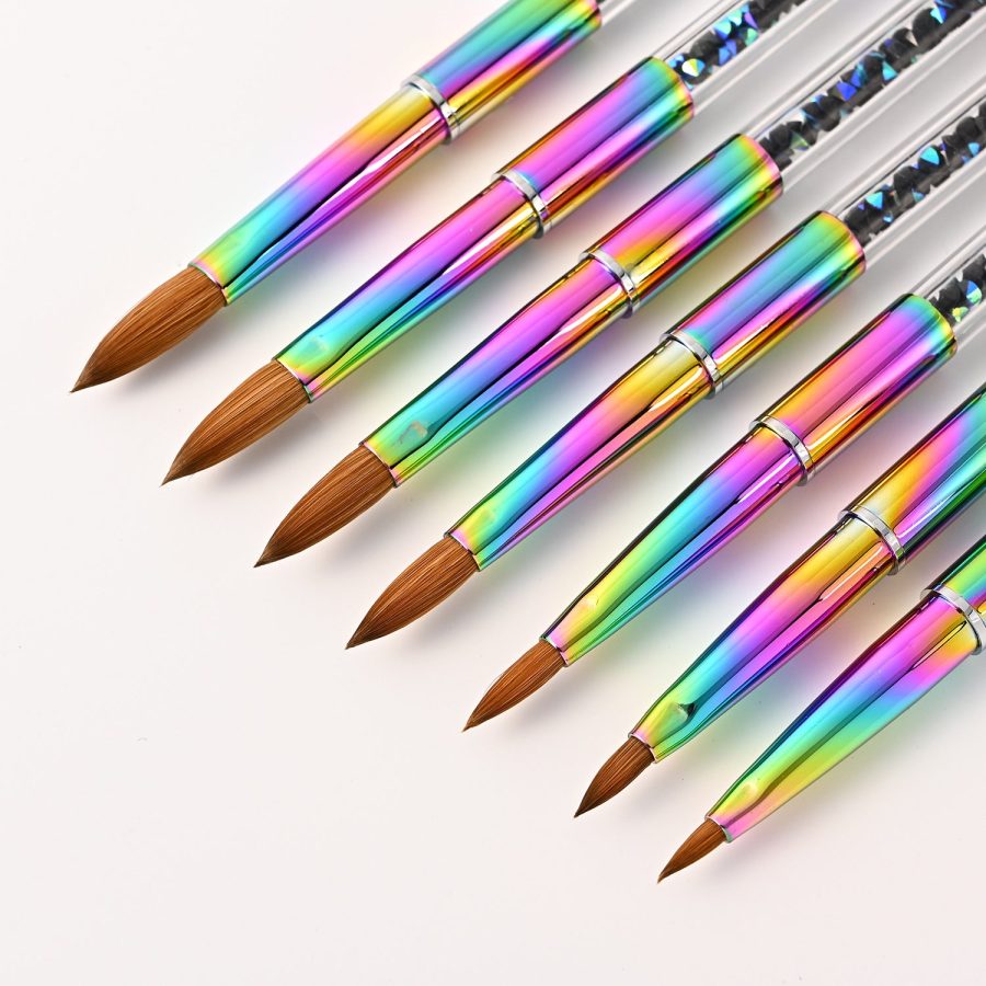 Colorful Gradient Rhinestone Mink Hair Nail Brush