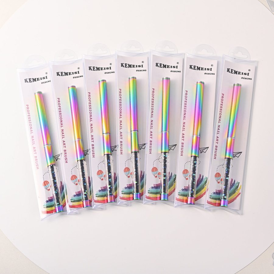 Colorful Gradient Rhinestone Mink Hair Nail Brush - Image 5