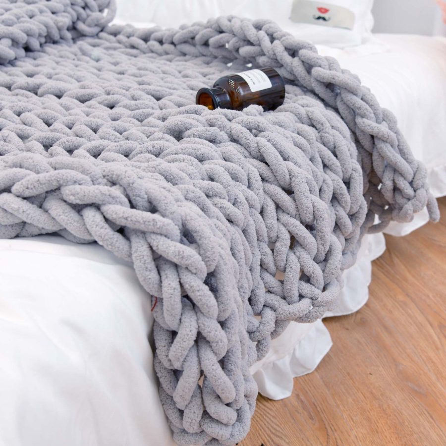 Ins handmade coarse wool woven chenille blanket - Image 9