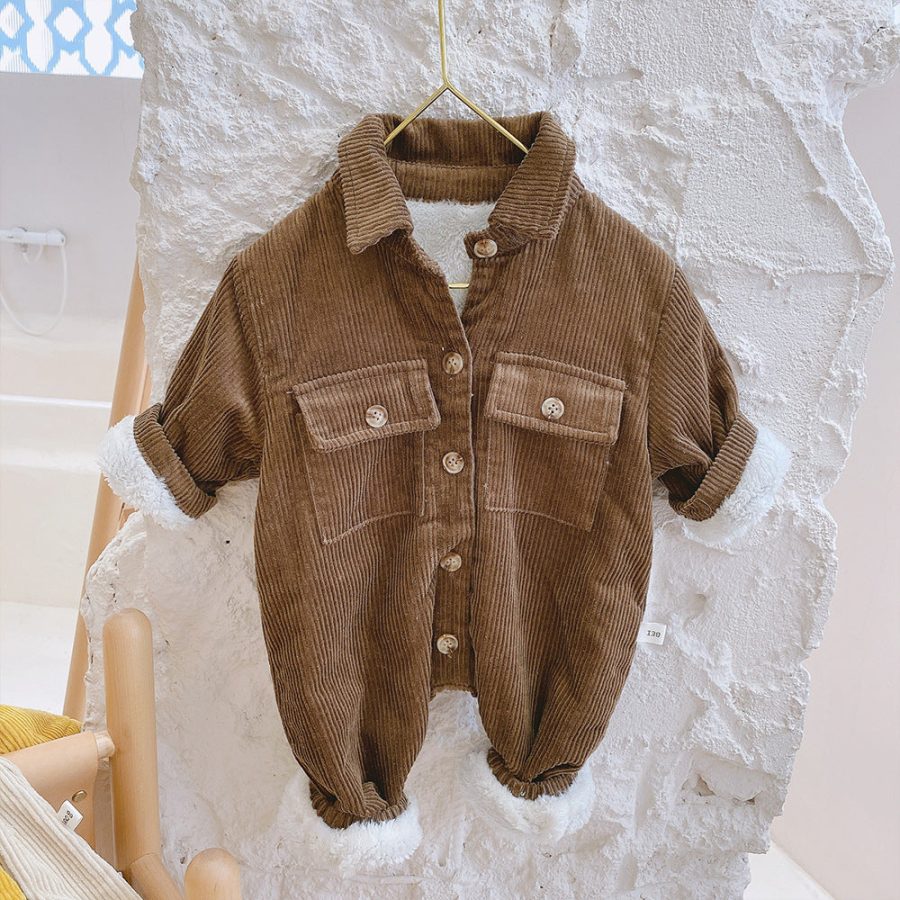 Pure Color Cotton Baby Lamb Velvet Jumpsuit - Image 2