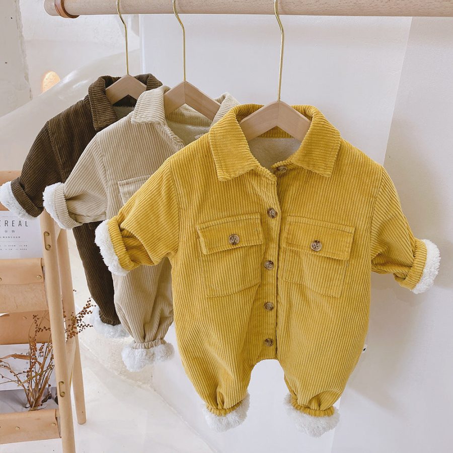 Pure Color Cotton Baby Lamb Velvet Jumpsuit - Image 4